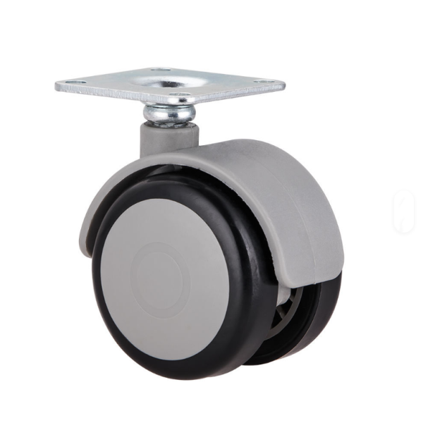 50mm TPU Dual Wheel Furniture Casters Rustic Grip Ring Stem 2 Inch Furniture Casters with Brake