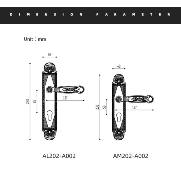 Classic Brass Door Lever Mute Black Gold Door Handles for Bedroom / Bathroom