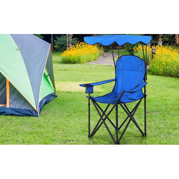 Oversized Camping Chair with Shade Canopy, Folding Lawn Chairs Cup Holders, Camping Lounge Chair for Hiking Travel