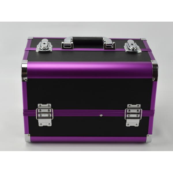 Protable Anodize Purple Aluminum Vanity Cosmetic Case Size 300 * 220 * 245mm