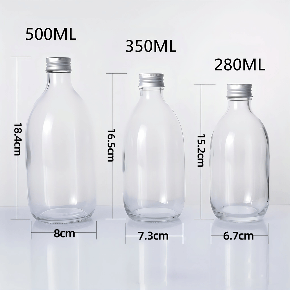 Custom 280ml 350ml 500ml Glass Water Bottle with Screen Printing Logo Screw Cap for Beverages