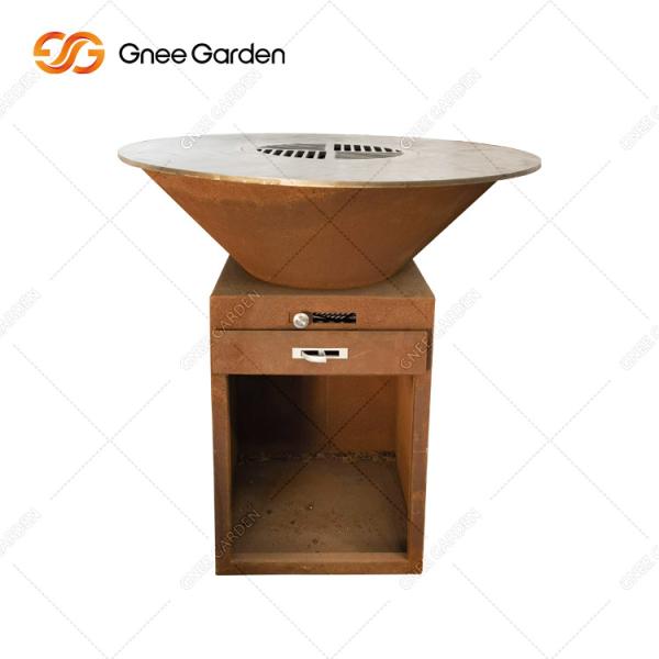 Wood Burning Corten Steel Bbq Grills For Outdoor Rust Brasero Barbecue Party