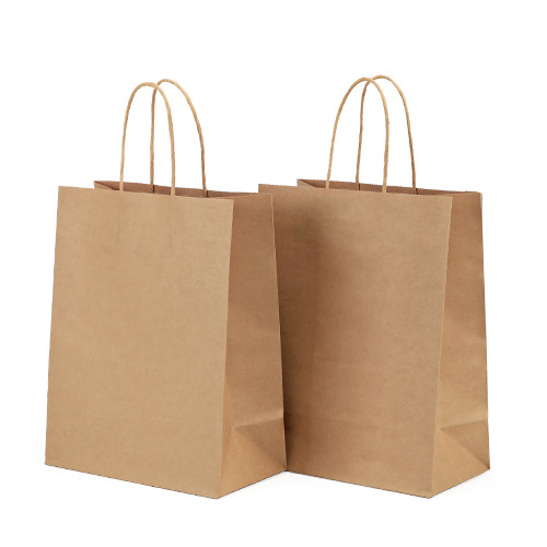 Impressão de gravura Logotipo personalizado Artesanato de compras Bolsa de papel Kraft para suas necessidades