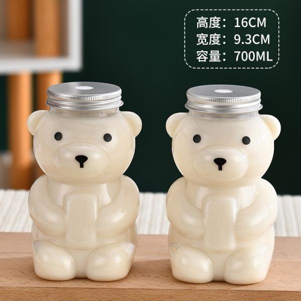 Plastic Juice Milktea Bottle with Cap Reusable Bear Shape