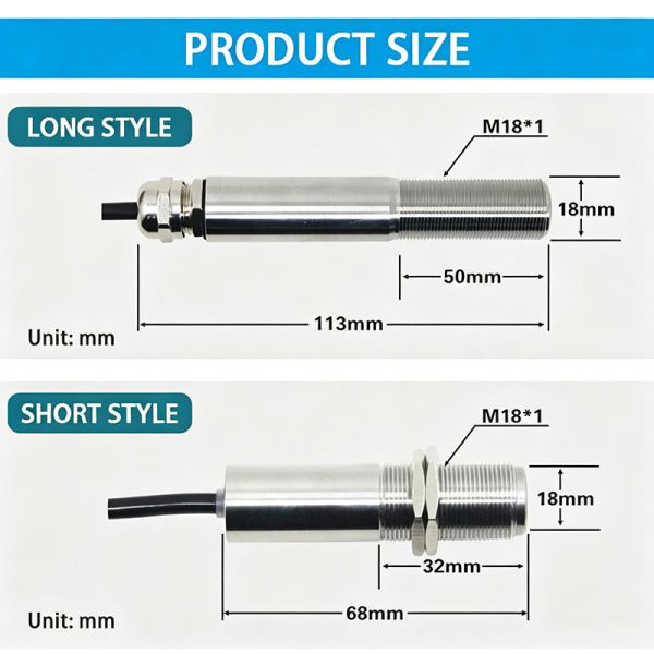 Industrial Stainless Steel RS485 Infrared Temperature Sensor Supports Modbus RTU Online Temperature Probe