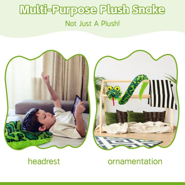 Wholesale MorisMos Giant Snake Stuffed Animal Stuffed Green Snake Plush Toy Kids Teens Snake Pillow Adults - Birthday Gifts