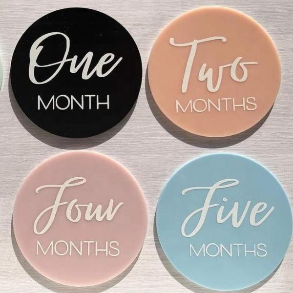 3D Recording Wooden Milestone Disc Baby Birth Wooden Monthly Milestone Cards