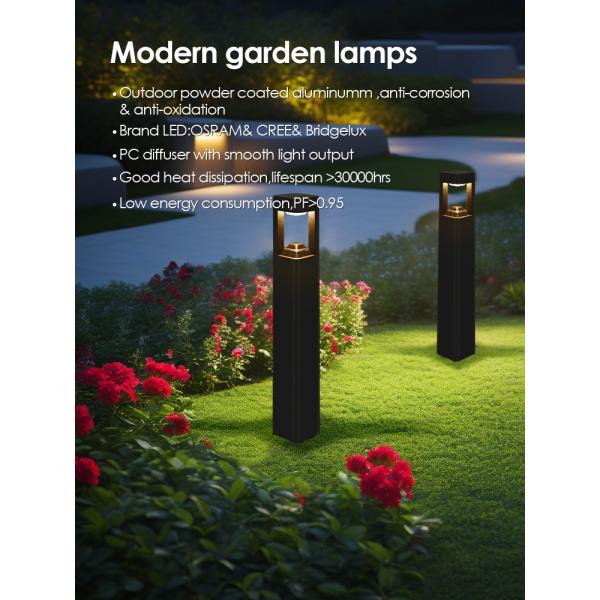 LED Landscape Light AC110-265V outdoor powder coated aluminum Material OSRAM LED 10W  Bollard Light Outdoor