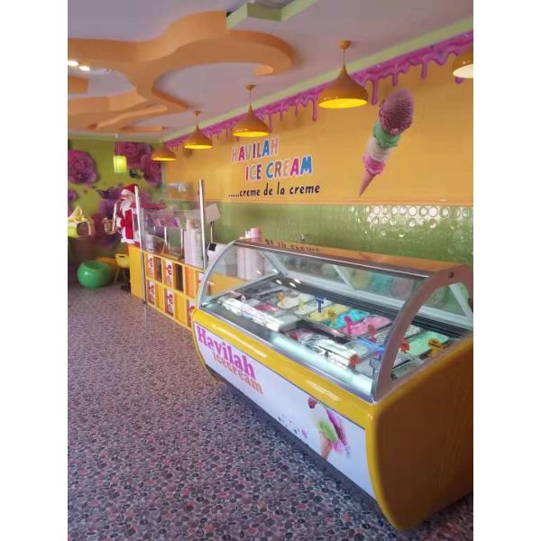 Зеленая витрина замораживателя мороженого лотка здоровья 12 для КЭ Рохс магазина закуски