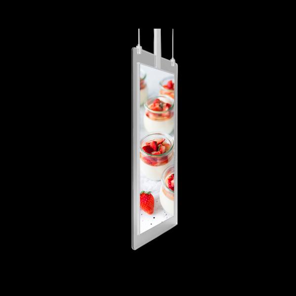 55 Inch Ultra-Thin Double-Sided Transparent Digital Poster 4K Roof-Hanging Android/Windows OS Compatible Elevator Wayfinding