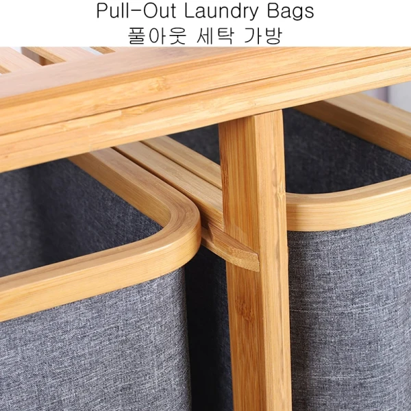 3 Collapsible Pull-Out Bags Storage Organizer Laundry Basket for Living Room Bedroom Bathroom