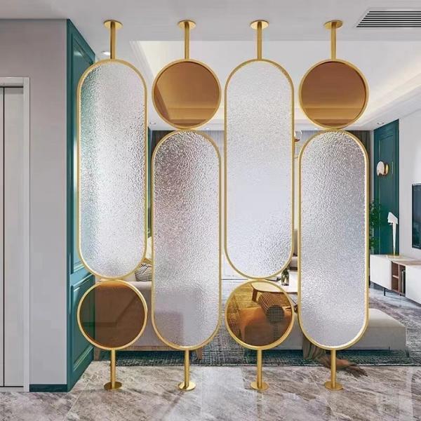 Stainless Steel Metal Room Divider Glass Partition Between Hall And Dining