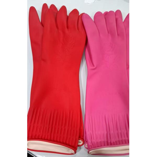 Latex Extra Long Cuff Latex Gloves Natural Pink Red Green Small Medium Large X Large Flexible Gloves for Food Processing