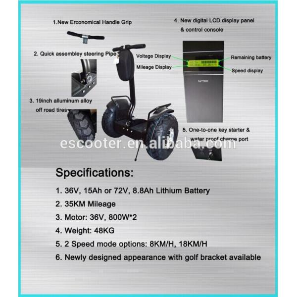 72V Samsung Power 19Inch Off Road Segway Scooter For Transportation ESOI