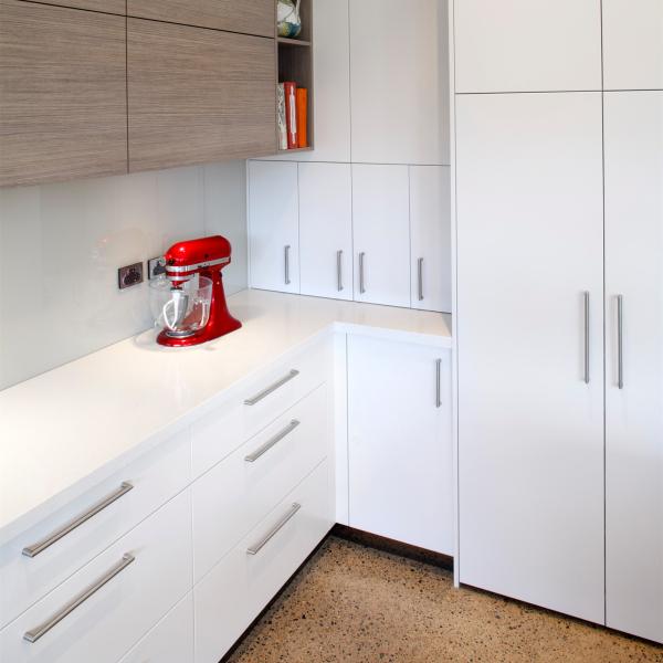 3D Wood Veneer Kitchen Cabinet Pantry Organizer White Light Grey