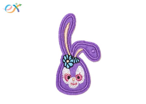 Cartoon Rabbit Iron On Embroidered Patches Custom Made With Long Life