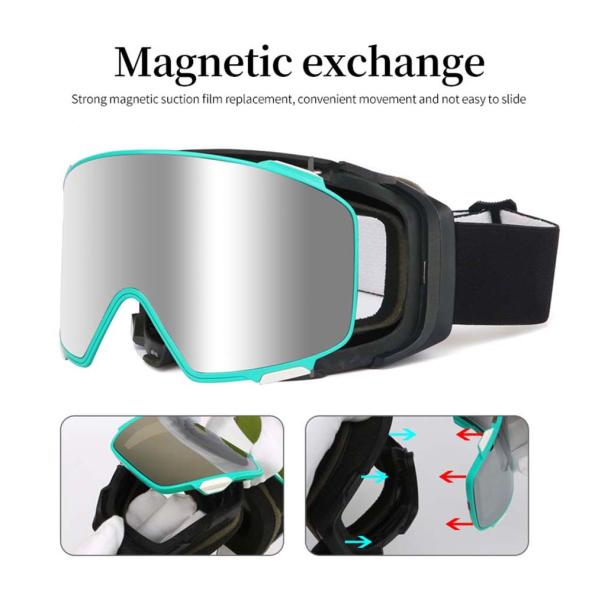 Customized Color Ski Goggles for Magnetic Anti-fog UV400 Protection and Craftsmanship