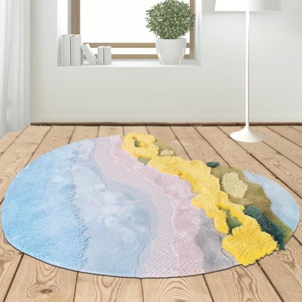 Irregular Wool Living Room Floor Carpets 1000*830mm Floor Carpet Rug