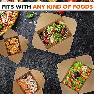 110 oz Paper Take Out Containers White Lunch Meal Food Boxes #1, Disposable Storage To Go Packaging