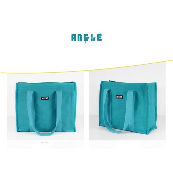 Printed Canvas Shopping Bags With Leather Handle / 20OZ Cotton Fabric