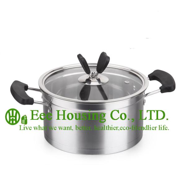 3 pieces stainless steel cooking cookware including fry pan and soup pot and milK pot