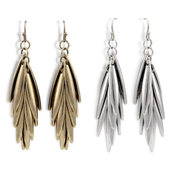 European and American fashion upscale atmosphere geometric leaf-shaped earrings
