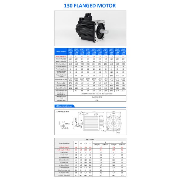 Lichuan AC Servo Motor Drivers Kit A5 Series 4.0N.m 1.2KW 1200W 220V 5A/6A 3000RPM IP65