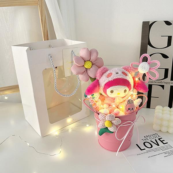 Multiple Color Plush Immortal Flower Potted Doll Bouquet Perfect Gift for Teachers on Chinese Valentine's Day and Teacher's Day