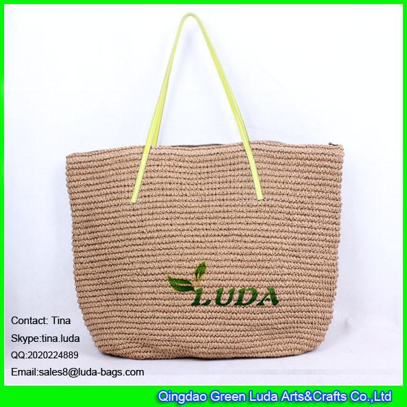 LUDA crochet large women paper straw beach bag