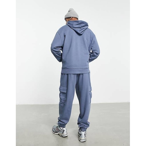 Oversized Loungewear Tracksuit Blue Blank Mens Sweatsuit Set