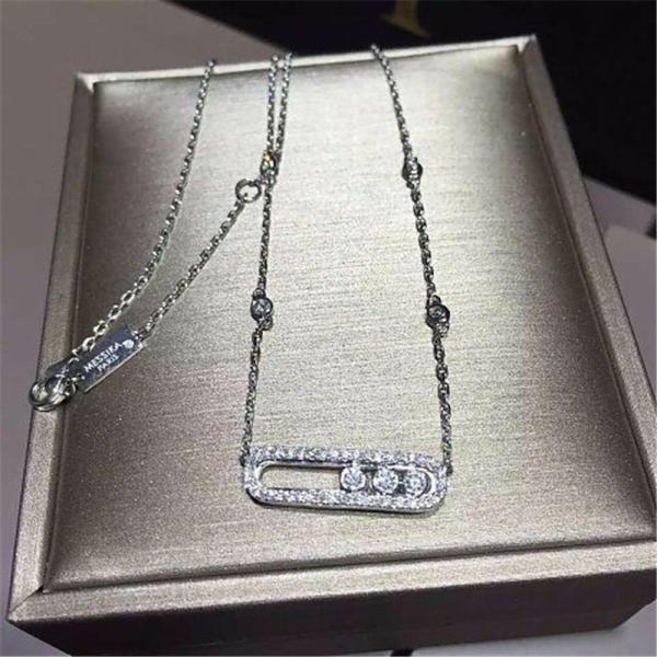 Luxury Jewelry Three drill sliding necklace 18k white gold yellow gold rose gold diamond necklace 24 mm wide and 6.65 mm long