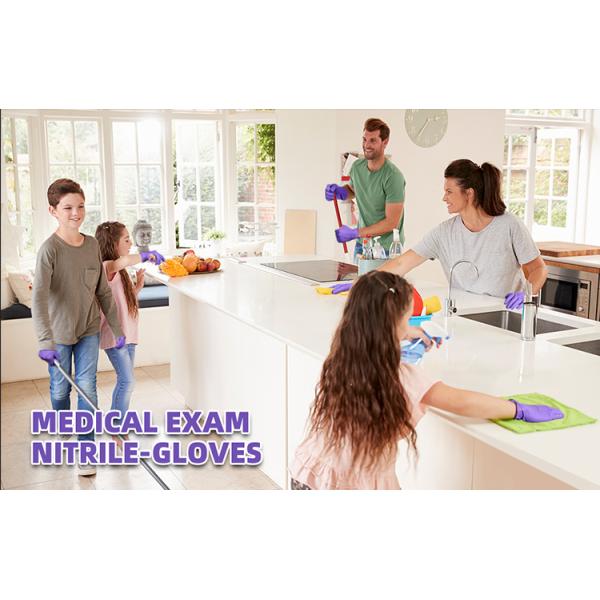 Пурпур порошок 5 перчаток нитрила Mil медицинских большой длинный резиновый свободный делает водостойким