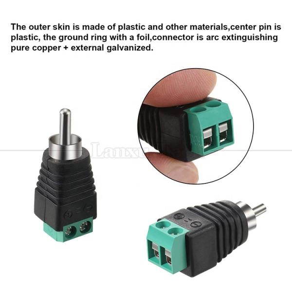 RCA Female Male to Screw Terminal AV Phono Solderless Plug Wire Connector Converter Audio Adapter