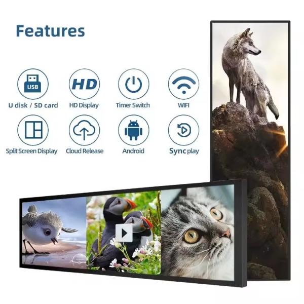 46.6Inch Ultra Wide Android Sunlight Readable LCD Screen Full HD Stretched Bar Monitor