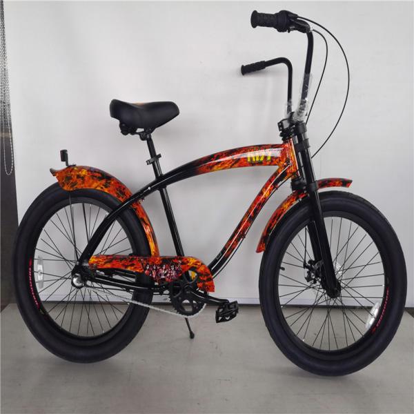 Adult 3 Speed 24 Inch 3.0 Inch Fat Tire Beach Cruiser Bike with Double Wall Alloy Rim