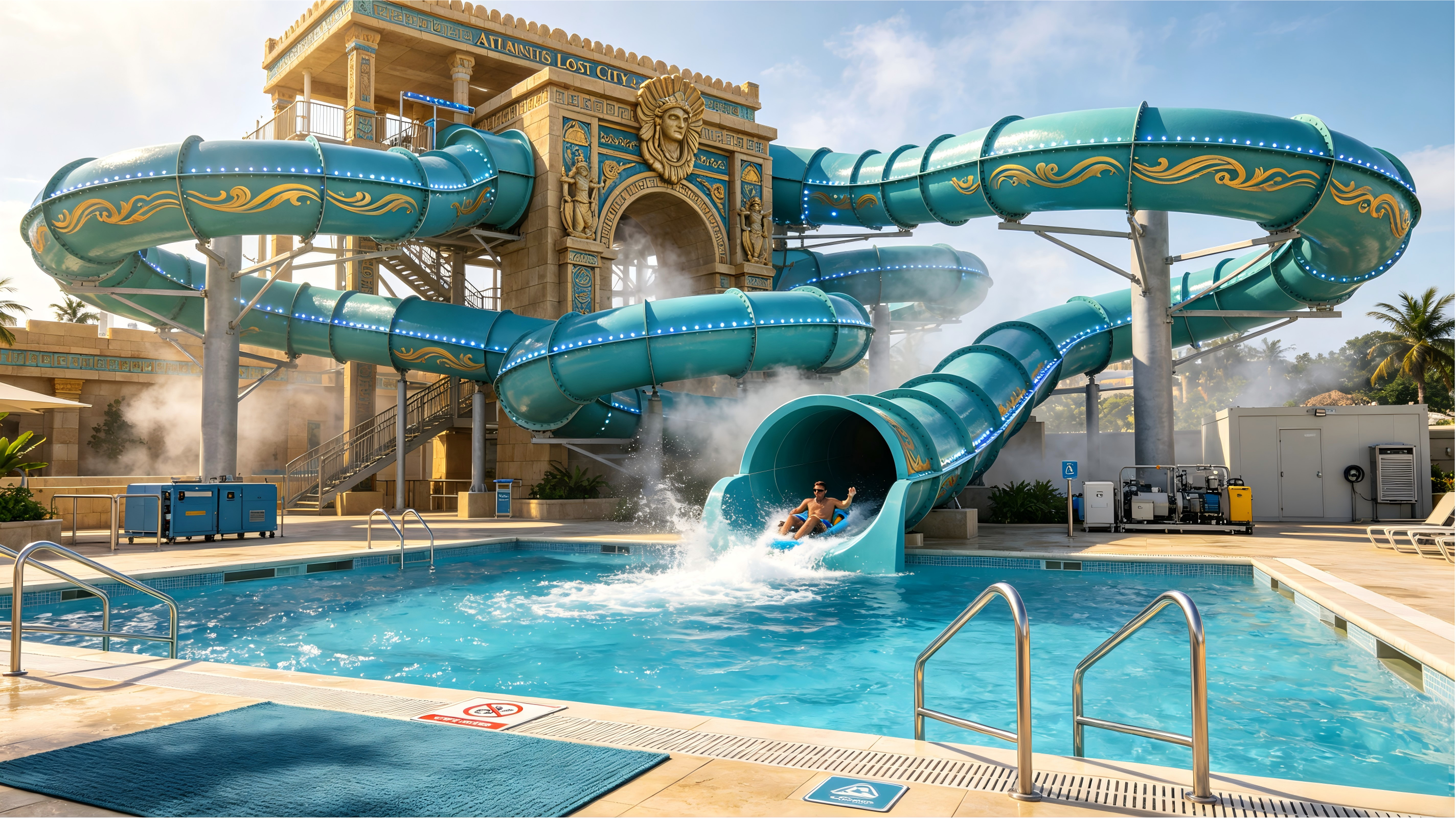Cannon Water Slide 12M — Atlantis Lost City Style Community Water Center