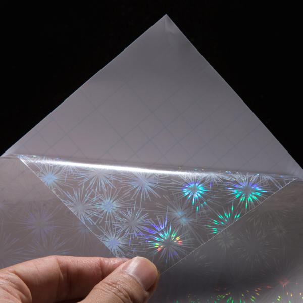 A4 Roll Self Adhesive Holographic Firework Cold Lamination Film for Party Gift Packaging