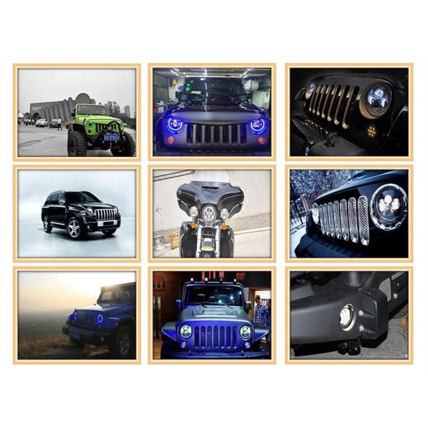 Amber / Blue / Halo Led Headlights 6000-6500K 70W Jeep Wrangler Angel Eyes Headlights