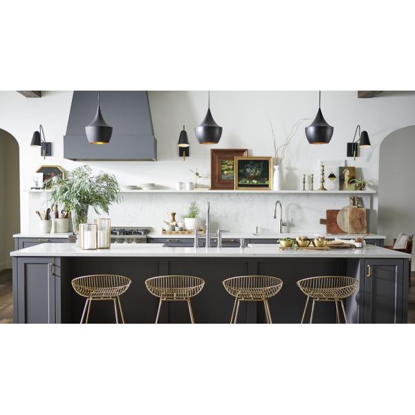 E1 Particleboard Italian Kitchen Cabinet Set with Modern Design and Ebony Marble Tops