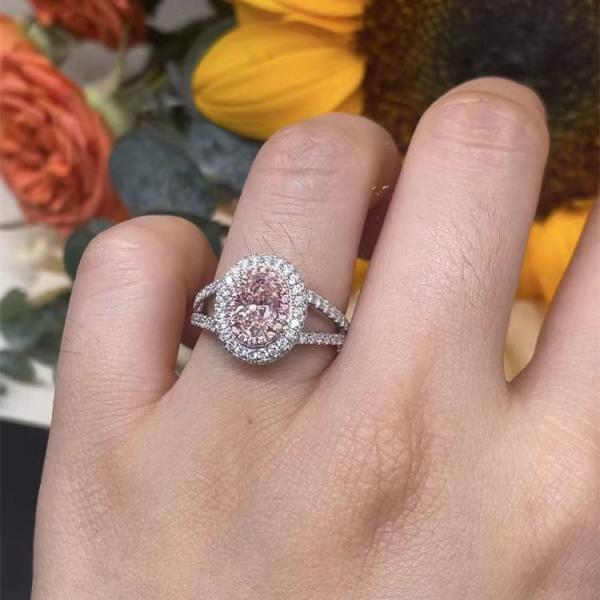 Кольцо с бриллиантом розового овального диаманта ювелирных изделий диаманта аттестованной лаборатории выполненное на заказ причудливое