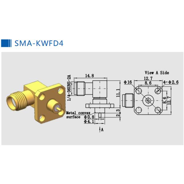 50 antenne de connecteur femelle de l'ohm SMA connecteur coaxial de 90 degrés