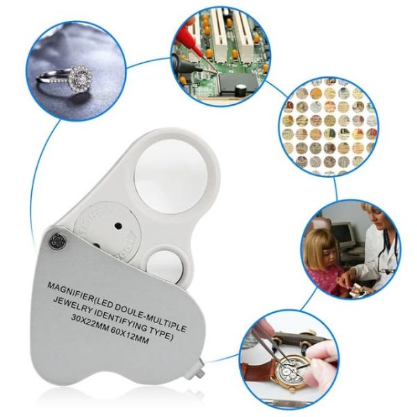 Wufan LED Magnifier Glass 30X 60X Jewelers Eye Loupe with Bright Light