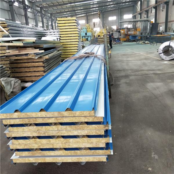 11800mm rock wool sandwich roof panel 960-50-0.376mm with embossing steel sheet dpwn