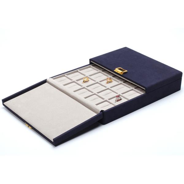 Blue Microfiber Leather Jewelry Gift Boxes Custom Jewelry Packaging 29x23x5cm