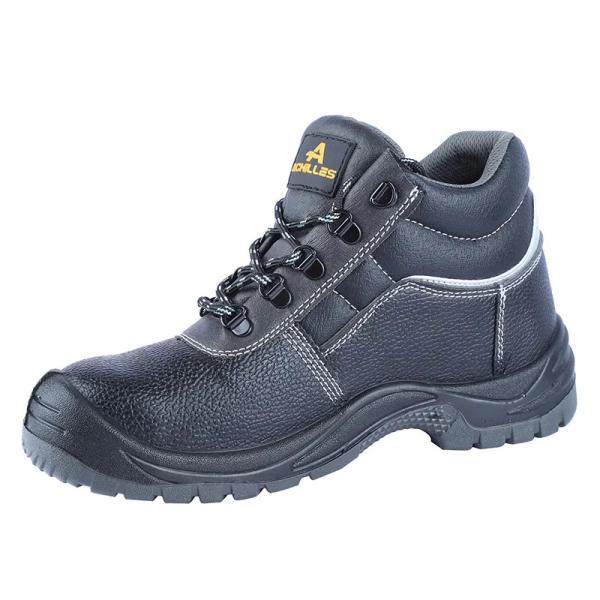 Chaussures de travail de sécurité noires en cuir authentique de taille moyenne chaussures synthétiques pour hommes
