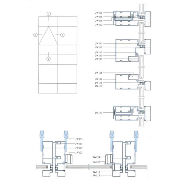 Анодированные системы, 6063-T5 золотистых/серебра алюминиевые ненесущей стены