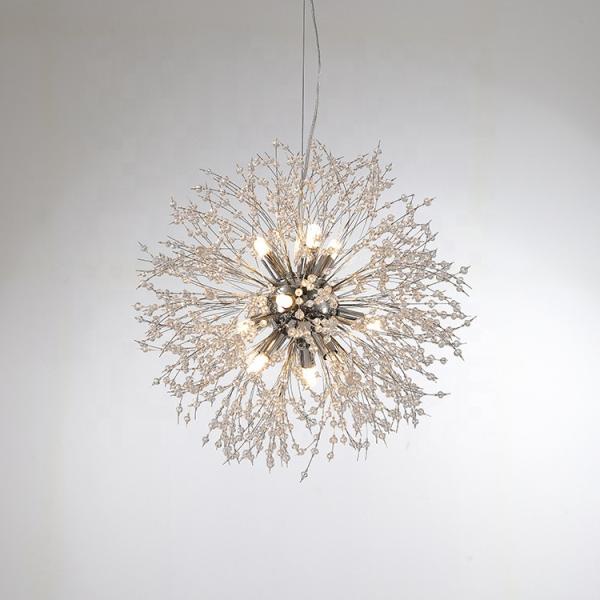luxury round hanging fixture firework pendant lights led lighting modern glass crystal sputnik chandeliers