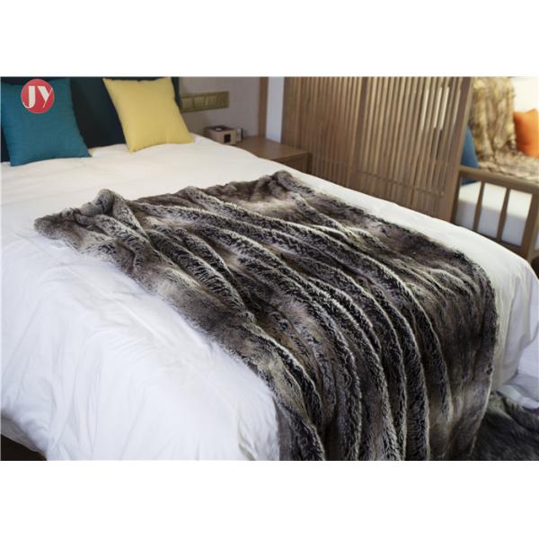 Soft classic Gray Faux Fur Blanket Chinchilla Stripes Throw Winter OEM/ODM Accepted