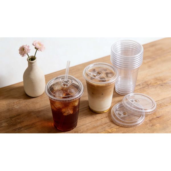 Disposable Custom Logo Printed Cold Coffee Cup  Plastic Cups with Sip Lids