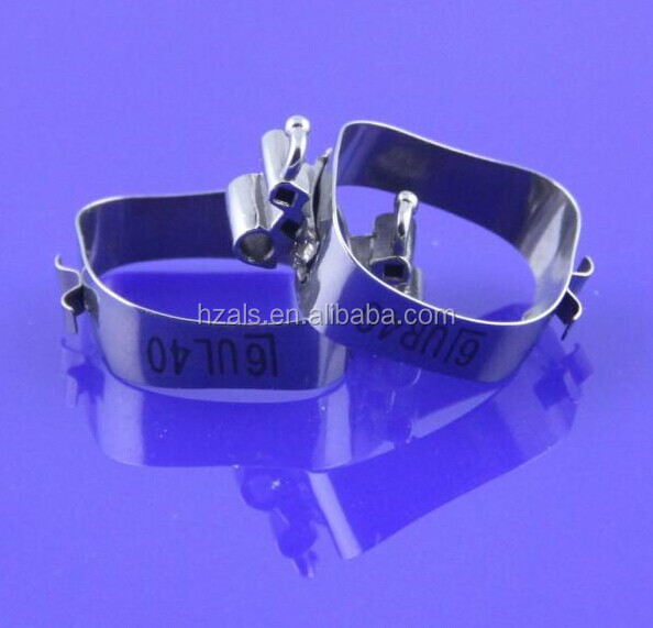 En el caso de los dientes, la banda molar es ortopédica pre-soldada con tubos bucales y clave de la lengua.